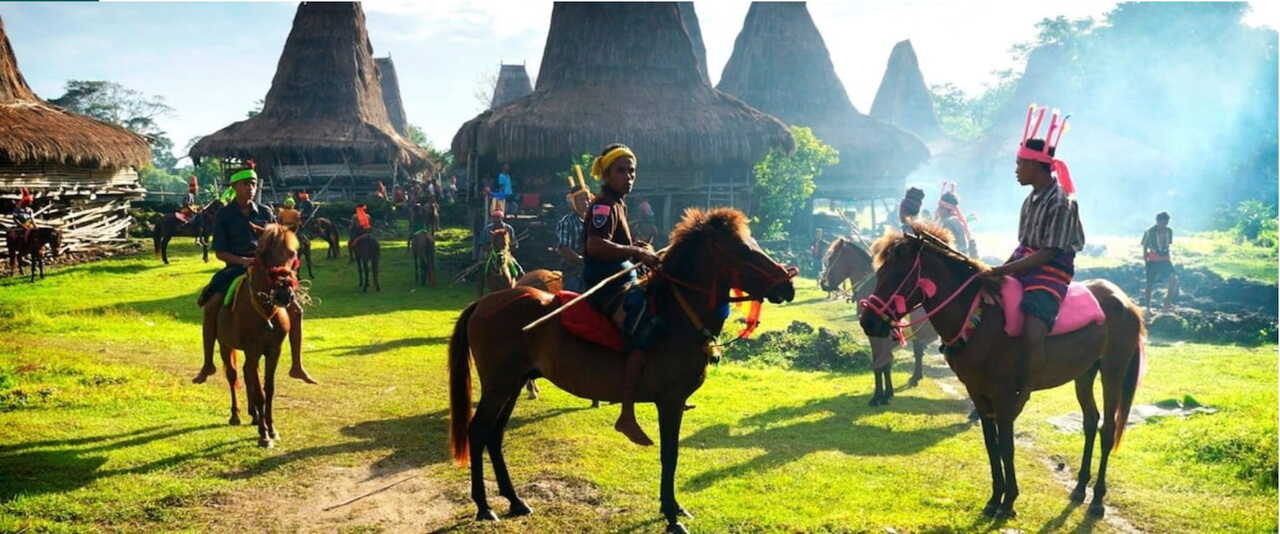 Men on horses during Pasola festival