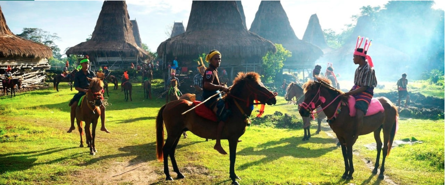 Men on horses during Pasola festival